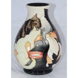 A Moorcroft pottery vase in the 'Cats Chorus' pattern designed by Emma Bossons, of baluster form,