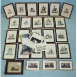 A set of 21 small framed military prints, together with two small oval studies of The Victory and