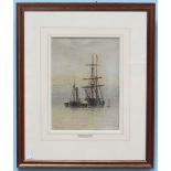 Frederick James Aldridge (1850-1933), A fully-rigged two-mast sailing ship and steam tug, signed and