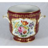 A 19th century French porcelain ice pail or fruit cooler, possibly Paris, of circular pedestal