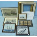 Various framed marine prints after T.B Hardy, T. Weber and Wilfrid Ball, together with other