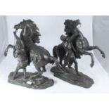 A pair of 19th century cast spelter figures of the Marly Horses, 44cm high