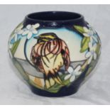 A Moorcroft pottery vase in the 'Cirl Bunting' pattern designed by Vicky Lovatt, signed, limited