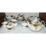 SECTION 1. A 26-piece Royal Albert 'Old Country Roses' pattern part tea set, comprising teapot, cups
