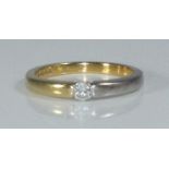 An 18ct white and yellow solitaire diamond ring, set with RBC diamond estimated 0.15 carats, 4.