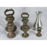 A Selangor pewter vase of baluster form, approx. 18cm high, in original box, together with a set