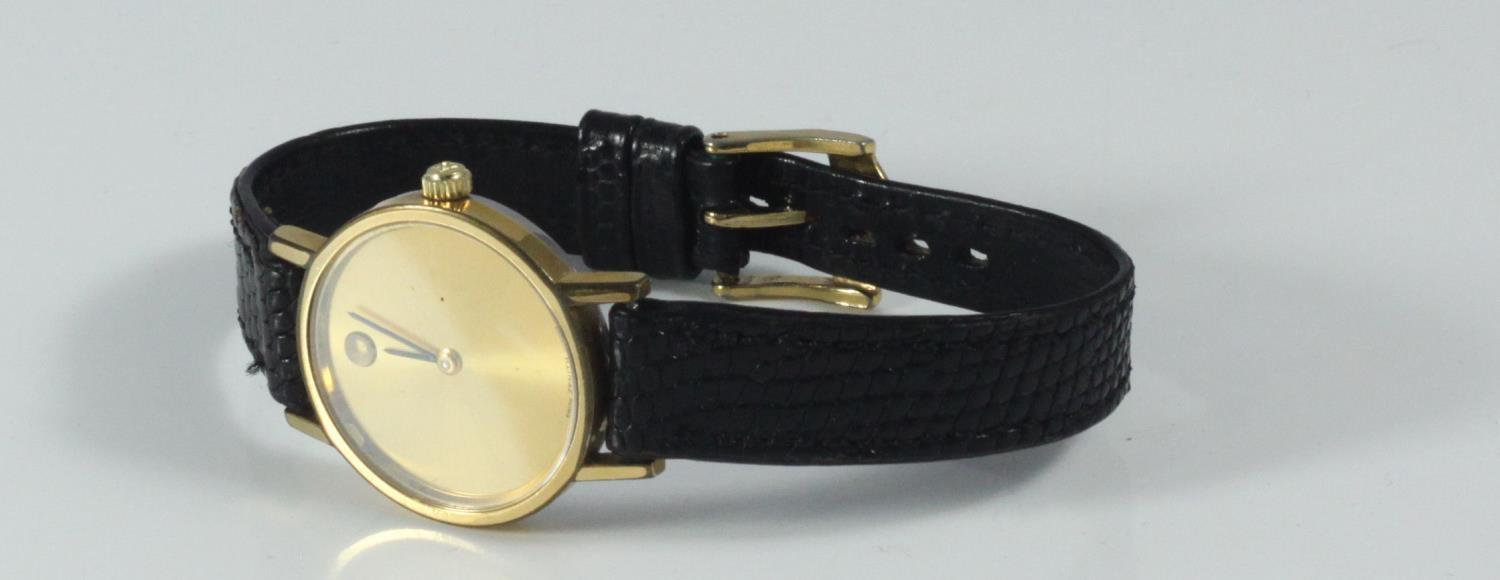 A ladies Zenith Quartz wristwatch, with gold-plated circular case and brushed gold dial with - Image 2 of 2