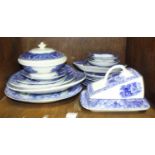 SECTIONS 37 & 38. A forty-seven piece George Jones & Sons blue and white 'Abbey' pattern part tea