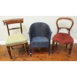 A William IV mahogany standard chair, 19th C balloon back standard chair and a painted Lloyd Loom
