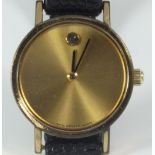 A ladies Zenith Quartz wristwatch, with gold-plated circular case and brushed gold dial with