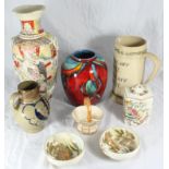 SECTION 43. A collection of mixed pottery items including a large Poole pottery vase of ovoid