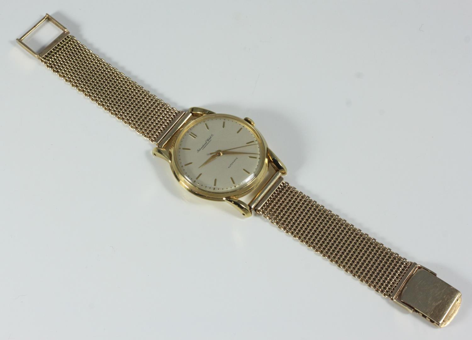 A late 1950s vintage gentlemen's IWC (International Watch Co) dress watch, 18ct gold plain