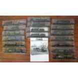 Eighteen various static scale model steam locomotives and accompanying info binder of 'Great