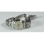 A ladies Rolex Oyster Precision wristwatch, stainless steel case and Oyster bracelet, silvered