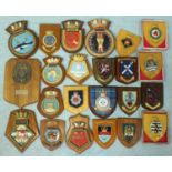 A collection of 24 ships crests including 'Daedalus', 'Dolphin' and 'Finwhale' etc.