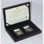 A World War 1 centenary sovereign pair, 1914 & 1918, in plastic capsules and large fitted box with