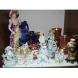 SECTION 16. Various ceramics including figures and vases together with six pieces of Carnival glass