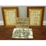 Eleven Die-cast metal aeroplanes and three framed sets of Players cigarette cards including Dickens