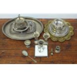A quantity of assorted silver-plated items including a small pair of vases, a trivet and various