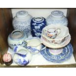 SECTION 32. A quantity of Oriental ceramics including a pair of ginger jars, Fenton bowl and small