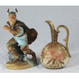 A Royal Doulton ceramic figure of a Viking 'HN.2375' 22cm high, together with a Doulton Burslem jug,