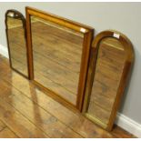 A maple framed rectangular mirror, approx. 70cm, together with two various arched window style