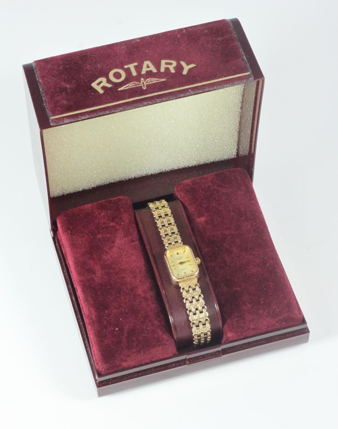 A ladies 9ct gold Rotary cocktail watch, the rectangular champagne dial with batons denoting - Image 2 of 2