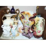 SECTION 20. Various Victorian pottery vases, large jugs, candlestick etc