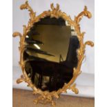 An early George III carved giltwood frame oval mirror, of entwined boughs of foliage (some