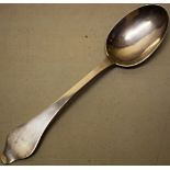 An early eighteenth century provincial silver dognose spoon, engraved a crest, with a rat tail bowl,