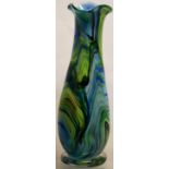 A Murano glass vase with green and blue marbling, 20.5in (52cm) together with a similar Murano glass