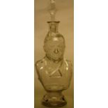 A late Victorian novelty moulded glass decanter, of a half portrait bust of the Liberal leader
