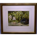 G F Glennie. A watercolour, birds nest with blossom on a bank, Huntercombe 1850, 9in (23cm) x 12.5in