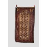 Baluchi prayer rug, Khorasan, north east Persia, early 20th century, 5ft. 8in. X 3ft. 2in. 1.73m.