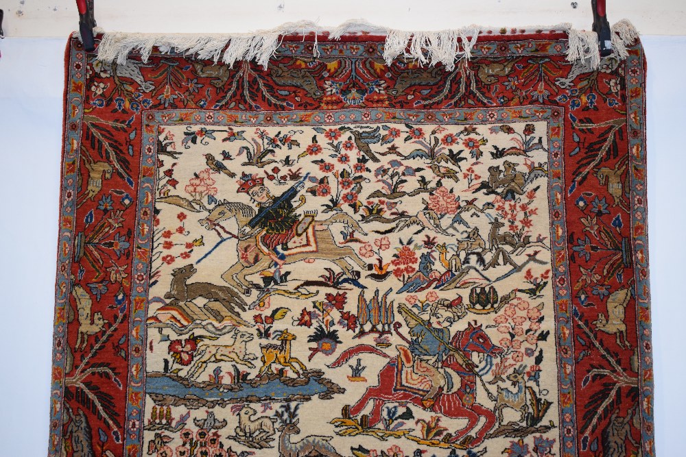 Qum hunting rug of classic design, south central Persia, circa 1930s-40s, 6ft. 8in. X 4ft. 6in. 2. - Image 7 of 11