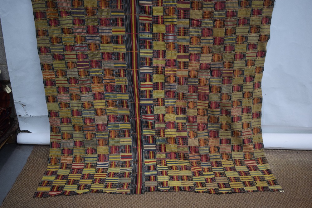 African ewe cloth (man's shawl), Ghana, west Africa, first half 20th century, 112in. X 64in. - Image 4 of 13