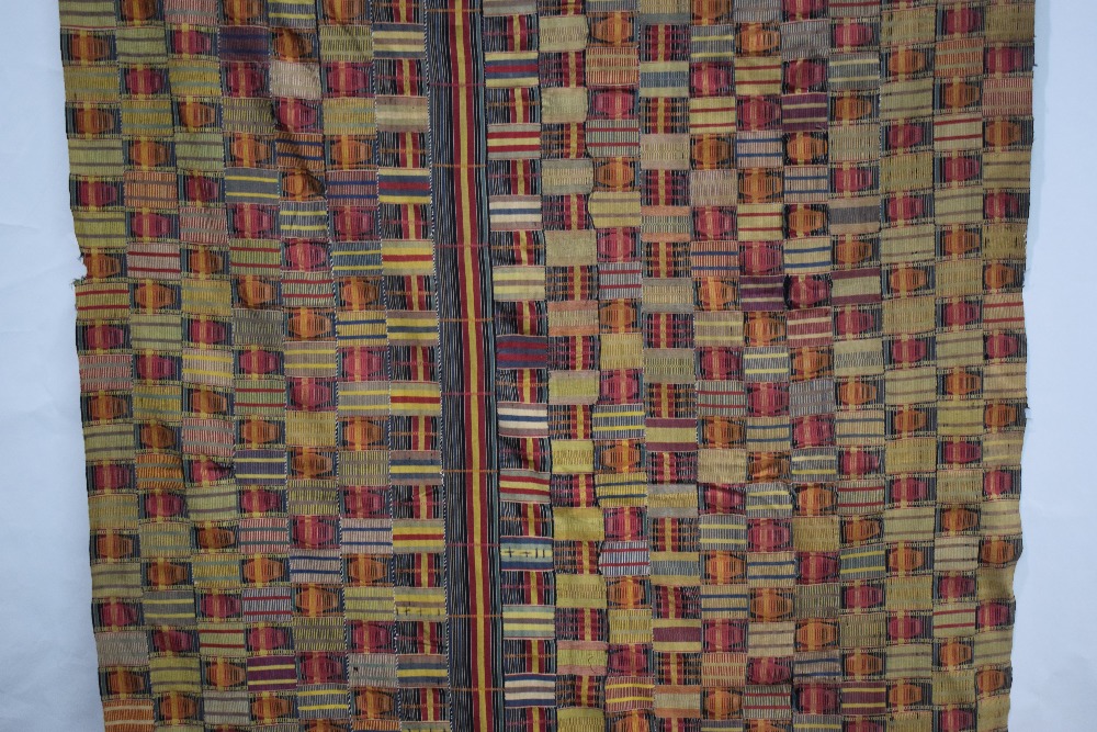 African ewe cloth (man's shawl), Ghana, west Africa, first half 20th century, 112in. X 64in. - Image 3 of 13