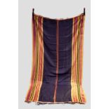 Finely woven silky cotton Middle Eastern striped shawl, Yemeni, circa 1950s, 99in. X 53in. 2.51m.