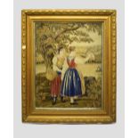 Berlin woolwork picture, The Farewell, late 19th century, 19in. X 15in. 48cm. X 38cm. Depicting