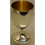 A Victorian Irish silver wine goblet, the bowl gilded inside, on a circular stem foot, 6.25in (16cm)