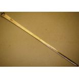 A George III silver meat skewer, engraved a crest, having a ring terminal, 14in (36cm) Makers