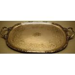 Benjamin Smith II. A Regency silver rectangular tray, the centre engraved a monogram within a