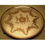 A George III Old Sheffield Plate large circular salver, engraved a Baron's coat of arms with