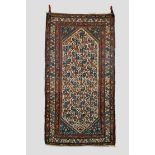 Hamadan rug, north west Persia, circa 1920's-30's, 7ft. x 3ft. 9in. 2.13m. x 1.14m. Overall wear;