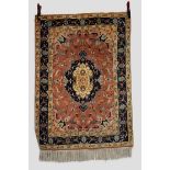 Tabriz part silk rug, north west Persia, second half 20th century, 4ft. 9in. x 3ft. 5in. 1.45m. x