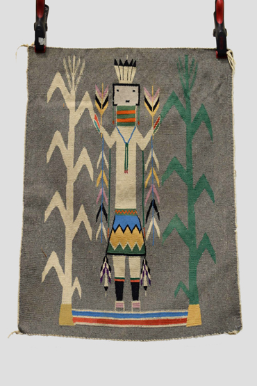 Navajo pictorial blanket, American south west, probably first half 20th century, 2ft. 6in. x 1ft.