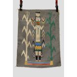 Navajo pictorial blanket, American south west, probably first half 20th century, 2ft. 6in. x 1ft.