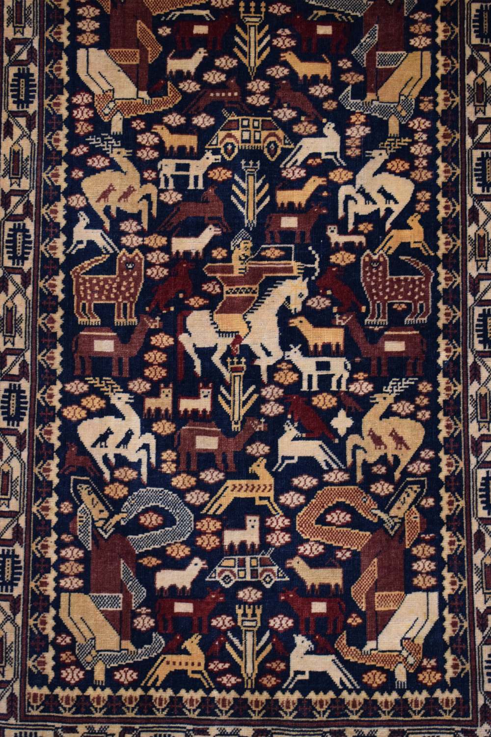 Mauri pictorial 'war' rug, Afghanistan, circa 1980s, 4ft. 11in. x 3ft. 2in. 1.50m. x 0.97m. Blue - Image 6 of 6