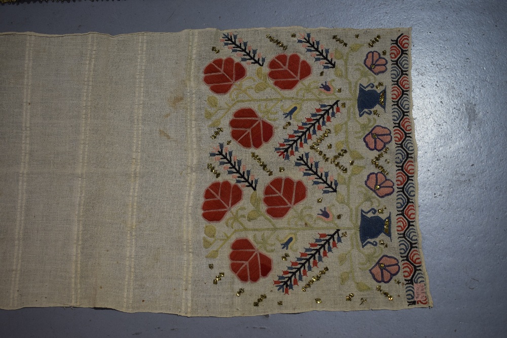 Two Ottoman pieces, both early 20th century, the first a Turkish towel, 50in. x 16in. 127cm. x 41cm. - Image 4 of 9