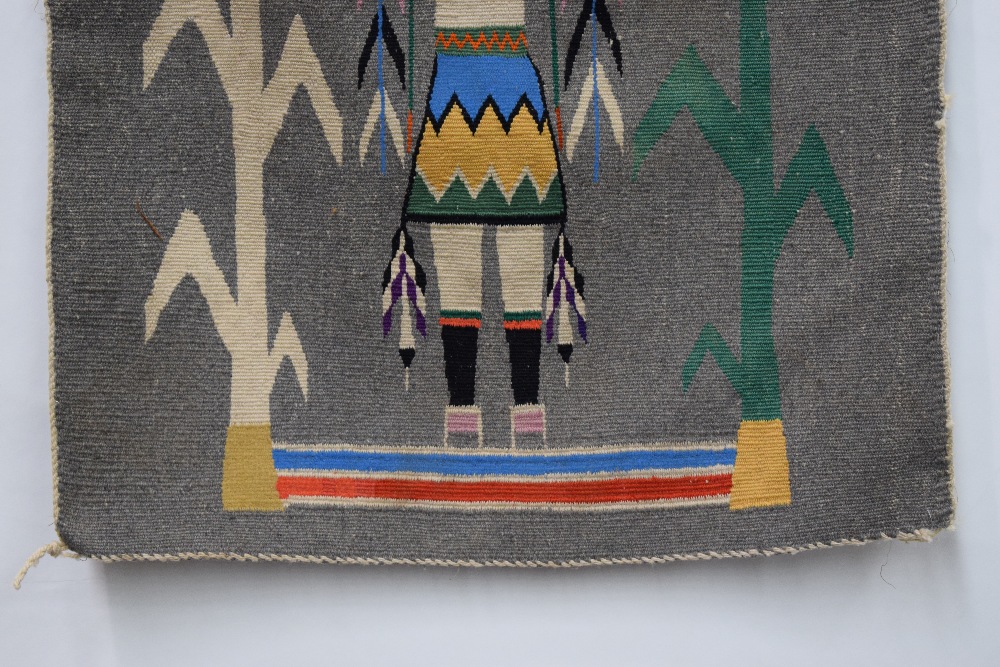 Navajo pictorial blanket, American south west, probably first half 20th century, 2ft. 6in. x 1ft. - Image 5 of 6